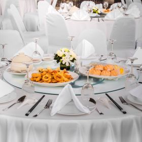 30 in Glass Lazy Susan Turntable, Tempered Glass Dining Table Centerpiece with 6 Rotating Wheels, 360° Smooth and Silent Spin Tabletop Rotating Tray