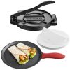 Tortilla Press, 10 Inch Cast Iron Tortilla and Roti Maker, Heavy Duty Tortilladora Press, Pataconera Makers with Handle and 100 Pcs Parchment Paper