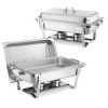Rectangle Chafing Dish, 9 Qt 2 Pack Stainless Steel Chafing Dish, Food Warmer Chafer Complete Set with Hollow Handle, 1 Food Tongs, Lid, Fuel Holder