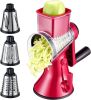 Vegetable Slicer, 3 in 1 Kitchen cheese Shredder Interchangeable Blades with 3 Stainless Steel Blades & Strong Suction Base
