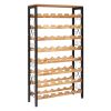 48 Bottle Wine Rack,8-Tier Wine Bottle Holder,Freestanding Floor Display Wine Storage Shelves with Wood Table Top,For Kitchen Pantry, Cellar, Bar