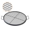 X-Marks Fire Pit Grill Grate, Round Cooking Grate, Heavy Duty Steel Campfire BBQ Grill Grid with Handle and Support X Wire