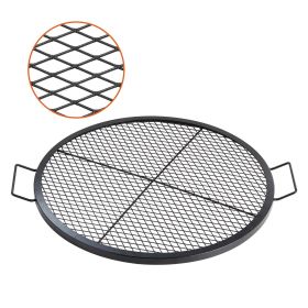 X-Marks Fire Pit Grill Grate, Round Cooking Grate, Heavy Duty Steel Campfire BBQ Grill Grid with Handle and Support X Wire
