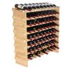 72 Bottle Stackable Modular Wine Rack, 8-Tier Solid Bamboo Wood Storage Racks, Floor Freestanding Wines Holder Display Shelf