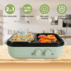 2-in-1 Electric Hot Pot & Grill Combo, Dual Separate Temperature Control, Non-Stick Die-Cast Aluminum, Overheat Protection