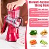 Vegetable Slicer, 3 in 1 Kitchen cheese Shredder Interchangeable Blades with 3 Stainless Steel Blades & Strong Suction Base