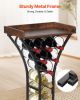 15 Bottle Wine Rack, Freestanding Floor Wine Holder Stand Liquor Cabinet with Wood Tabletop, Easy Assembly Floor Storage Rack