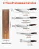 Kitchen Knife Set, 6 Piece High Carbon Stainless Steel Sharp Knife Set, Professional Kitchen Cutlery with Ergonomic Crack-Resistant Handle