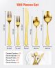 100-Piece Gold Silverware Set, Food-Grade Stainless Steel Flatware Utensils for 20, Mirror Finished Cutlery Set