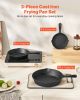 Cast Iron Skillet, 3-Piece Frying Pan Set (6, 8, 10 in), Heavy-Duty Skillets with Heat-Resistant Handle, Pre-Seasoned Chef's Pan, Kitchen Cookware