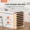72 Bottle Stackable Modular Wine Rack, 8-Tier Solid Bamboo Wood Storage Racks, Floor Freestanding Wines Holder Display Shelf