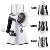 Rotary Cheese Grater with 3 Interchangeable Drum Blades Stainless Steel Cheese Shredder with Handle Handheld Round Carrot Shredder with Non-slip Sucti