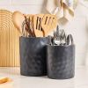 Ocean Utensil Holder, 7.2"+5.8" Ceramic Kitchen Utensil Holder for Countertop, 2 Pieces Cooking Utensil Crocks, Utensil Organizer for Spatula & Spoon