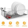 Dish Drying Rack Stainless Steel Dish Rack w/ Drainboard Cutlery Holder Kitchen Dish Organizer