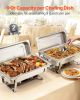 Rectangle Chafing Dish, 9 Qt 2 Pack Stainless Steel Chafing Dish, Food Warmer Chafer Complete Set with Hollow Handle, 1 Food Tongs, Lid, Fuel Holder