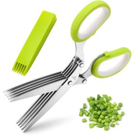 1pc 5 Blade Kitchen Herb Shears Herb Cutter For Chopping Basil Chive Parsley (size: One size)