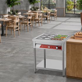 6 X 1/3 Pans Commercial Food Warmer Electric Steam Table With Undershelf (Option: Silver)